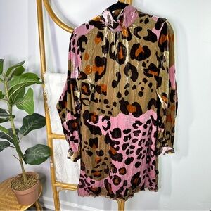 Anthropologie Pink Velvet Cheetah Dress sz 14